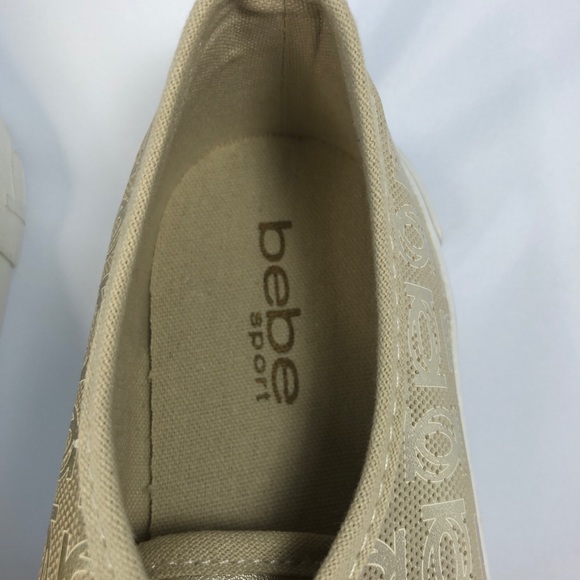 Bebe Dane Shiny Gold Lace-up Vented Sneaker Sz 7 - Picture 8 of 15